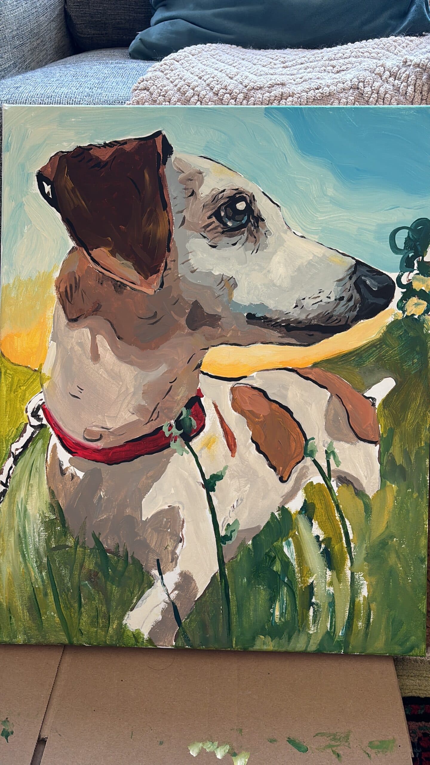 Commissioned painted portrait of a Jack Russell terrier